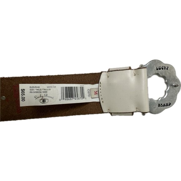 Vintage Lucky Brand Leather Belt M Floral Embroidered Boho Y2K Western Hippie - Picture 4 of 9